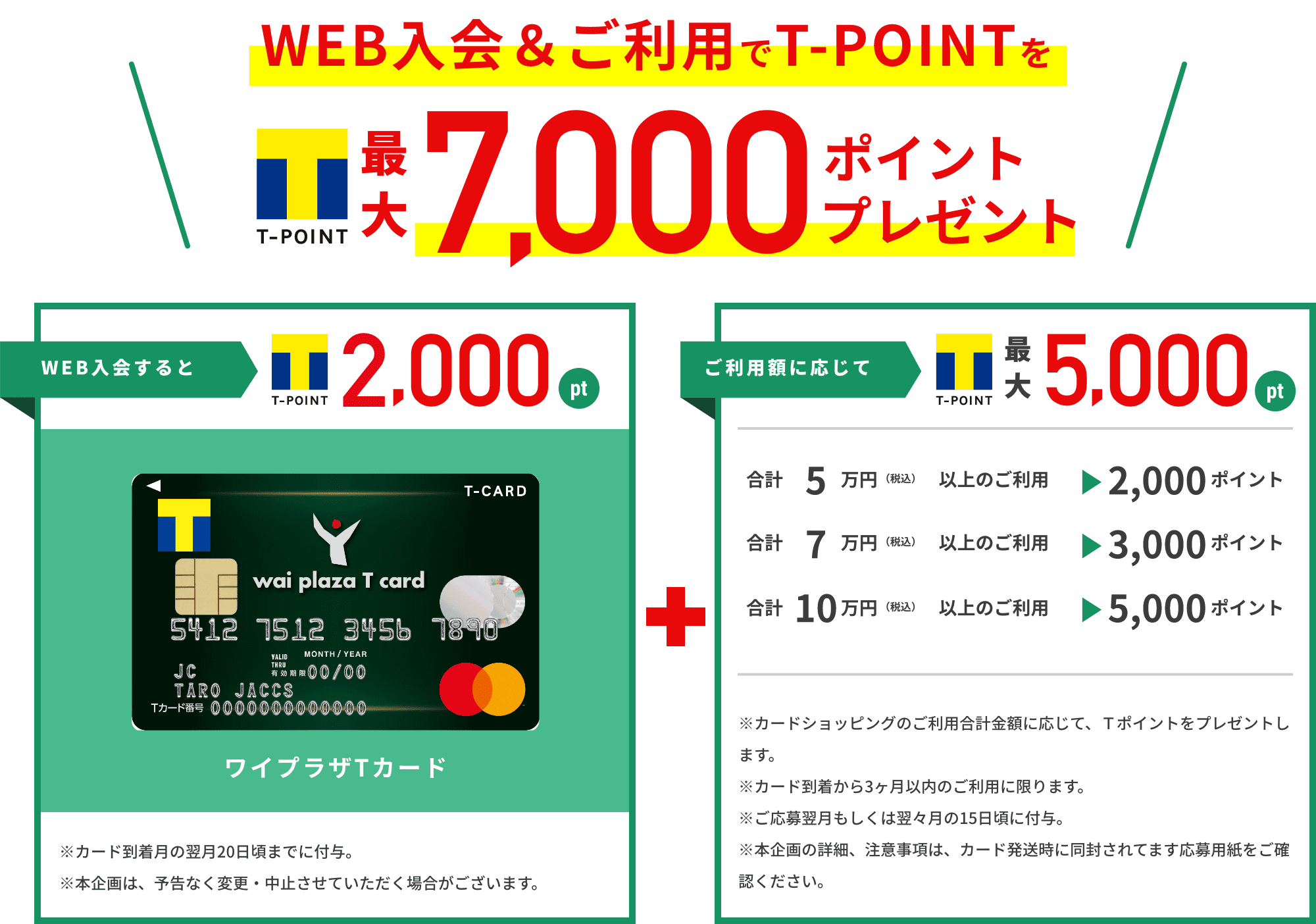 WEB入会＆ご利用でT-POINTを最大7,000ポイントプレゼント