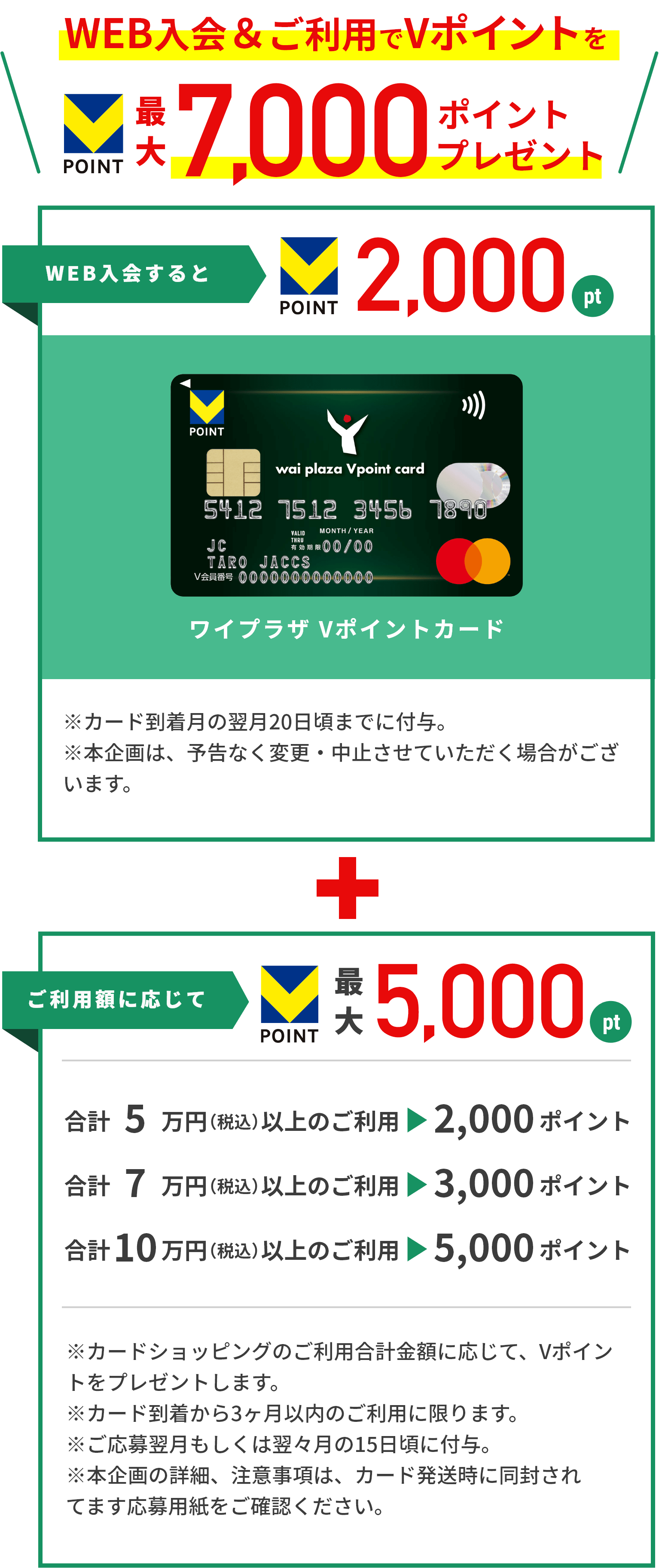 WEB入会＆ご利用でVポイントを最大7,000ポイントプレゼント