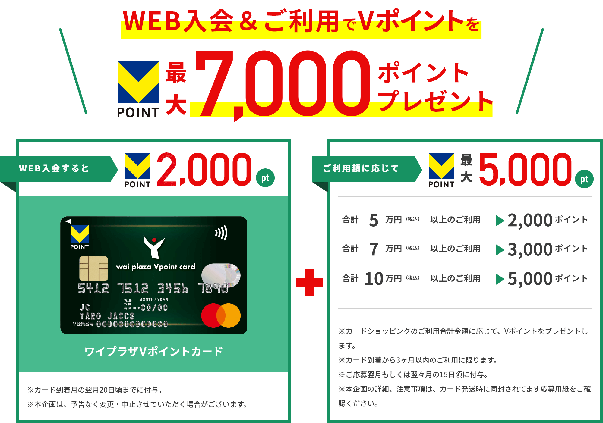 WEB入会＆ご利用でVポイントを最大7,000ポイントプレゼント